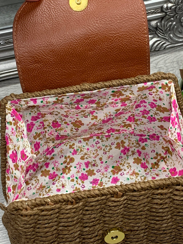 Minnesota Natural straw handbag with tassels - Brown